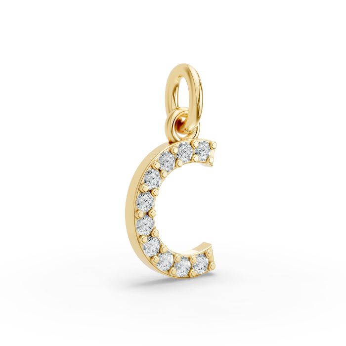 Round Shape Diamond Alphabet Collection in Gold