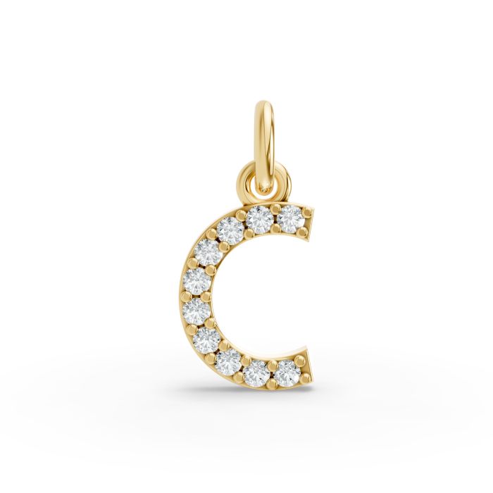 Round Shape Diamond Alphabet Collection in Gold