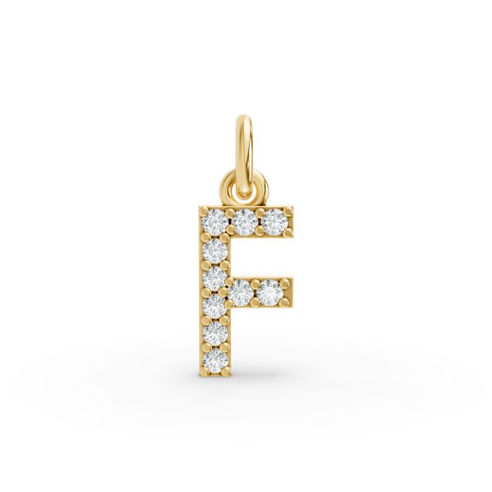 Round Shape Diamond Alphabet Collection in Gold