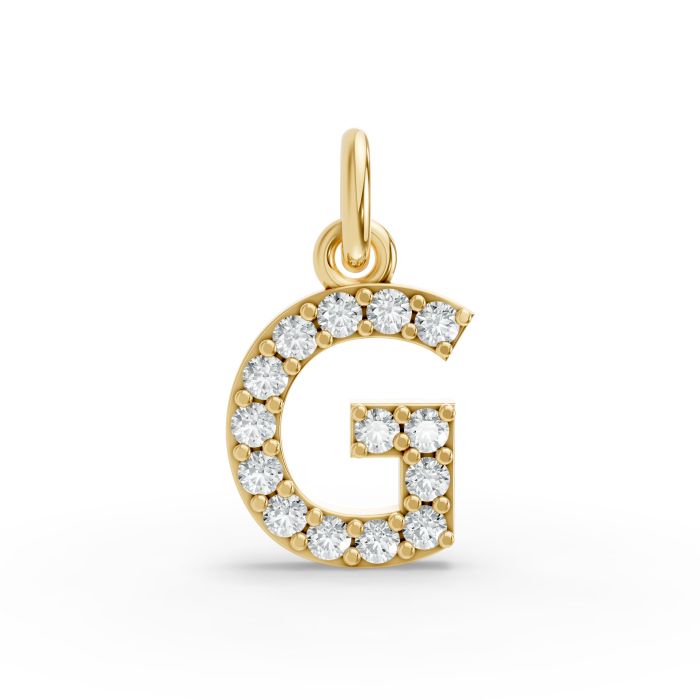 Round Shape Diamond Alphabet Collection in Gold