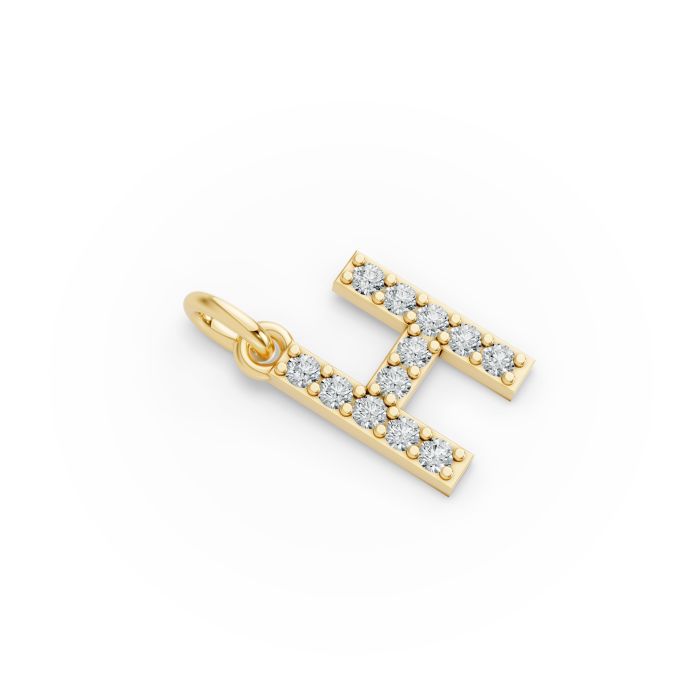 Round Shape Diamond Alphabet Collection in Gold