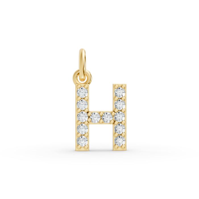 Round Shape Diamond Alphabet Collection in Gold