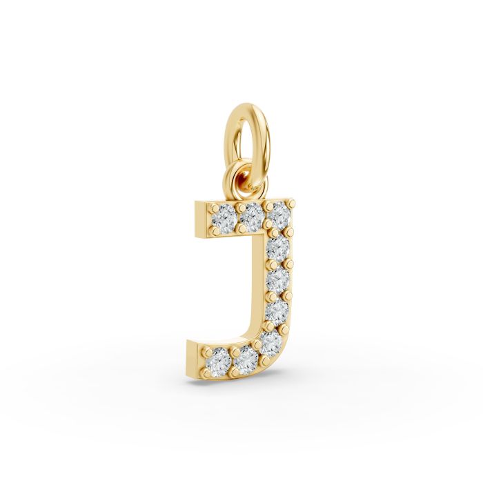 Round Shape Diamond Alphabet Collection in Gold