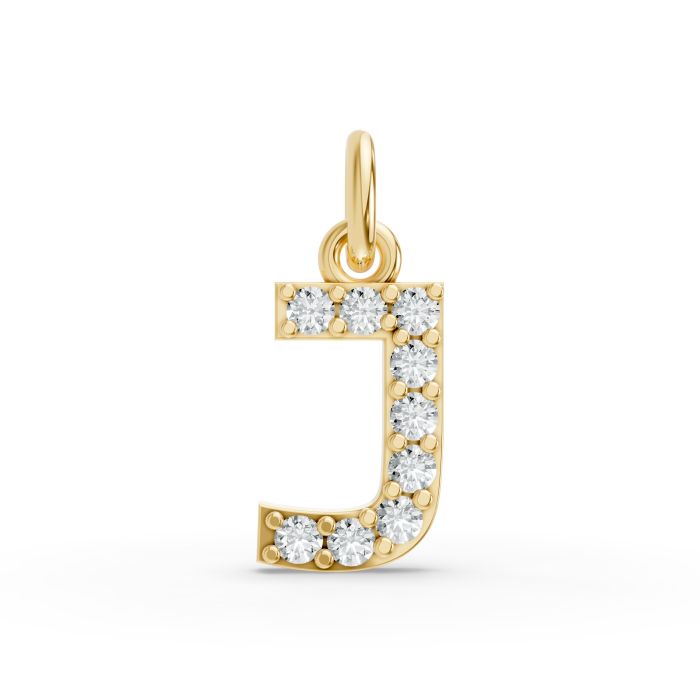 Round Shape Diamond Alphabet Collection in Gold