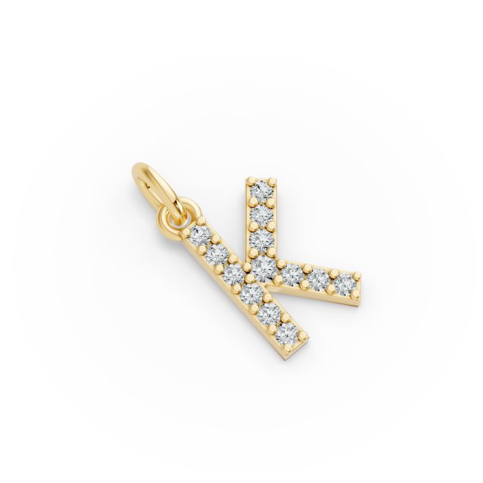 Round Shape Diamond Alphabet Collection in Gold