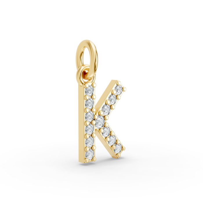 Round Shape Diamond Alphabet Collection in Gold