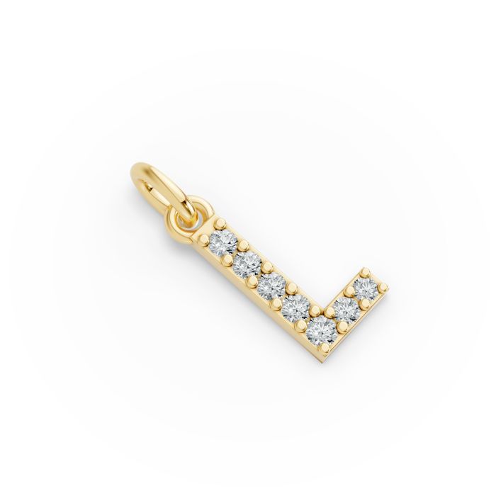 Round Shape Diamond Alphabet Collection in Gold
