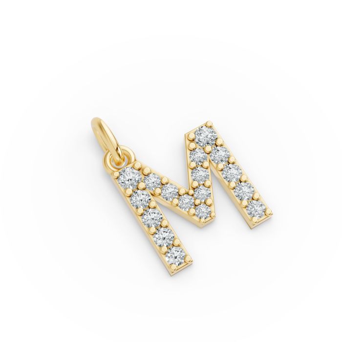 Round Shape Diamond Alphabet Collection in Gold