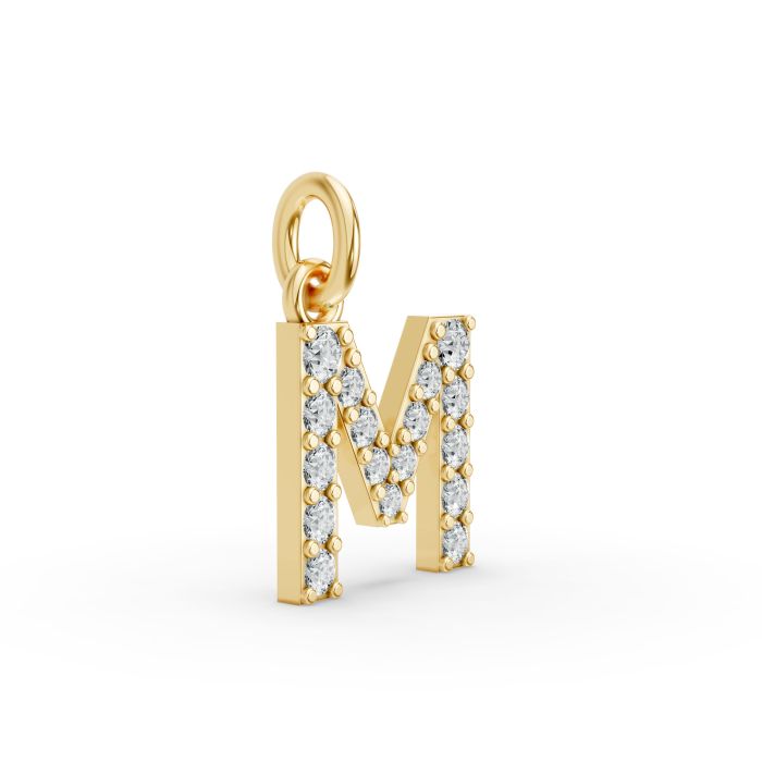 Round Shape Diamond Alphabet Collection in Gold