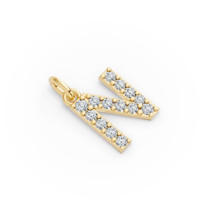 Round Shape Diamond Alphabet Collection in Gold
