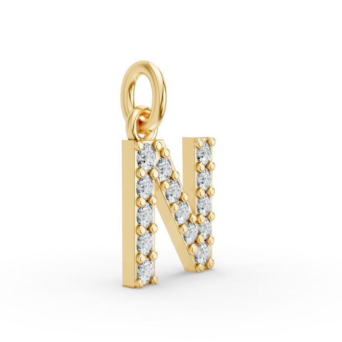 Round Shape Diamond Alphabet Collection in Gold