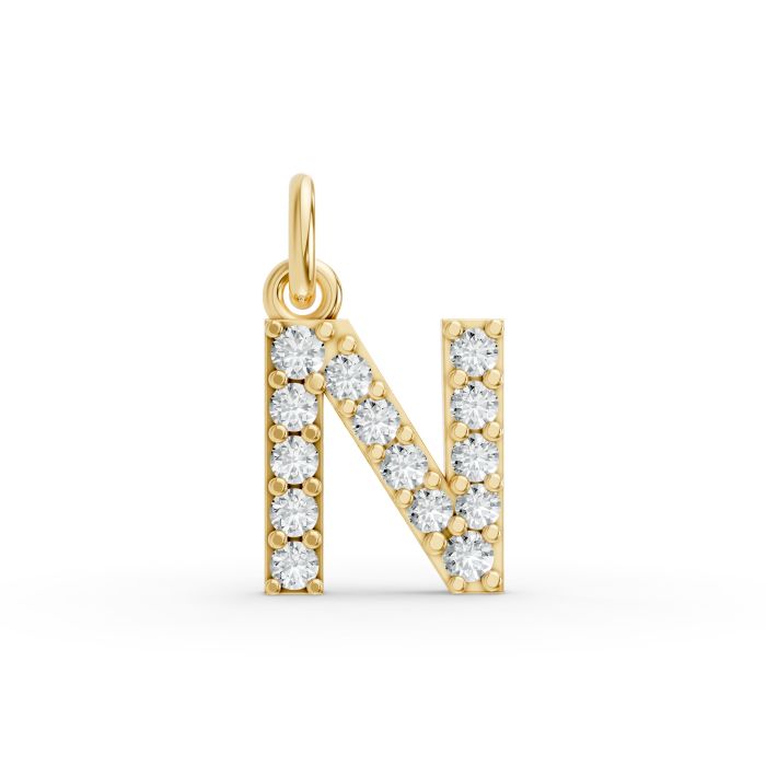 Round Shape Diamond Alphabet Collection in Gold