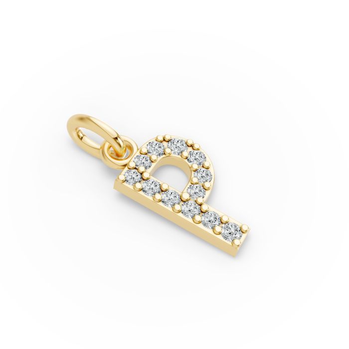 Round Shape Diamond Alphabet Collection in Gold