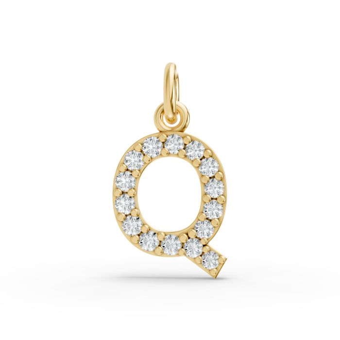 Round Shape Diamond Alphabet Collection in Gold