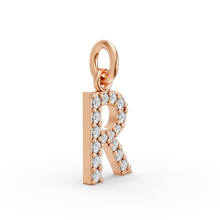 Round Shape Diamond Alphabet Collection in Gold