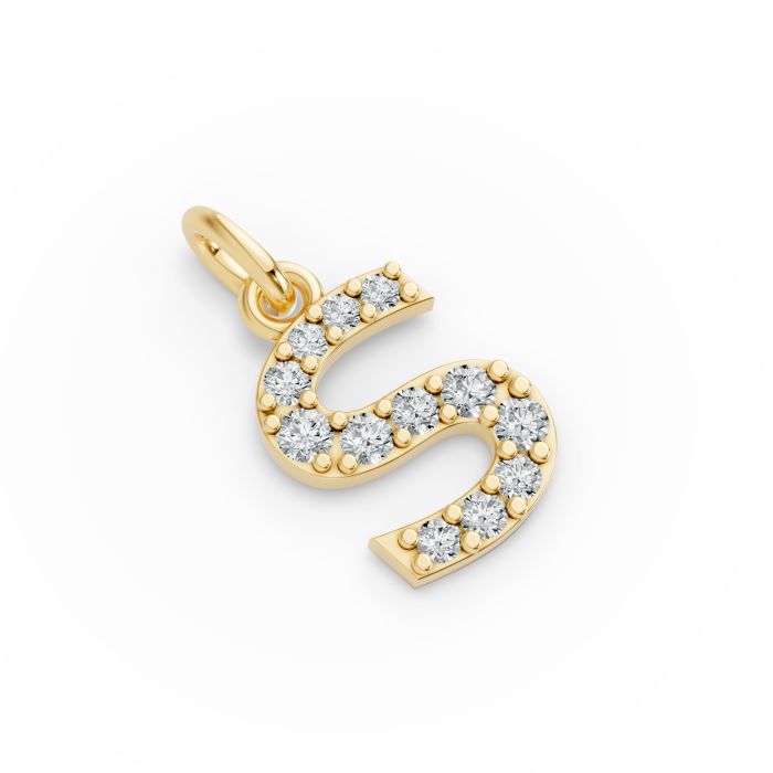 Round Shape Diamond Alphabet Collection in Gold
