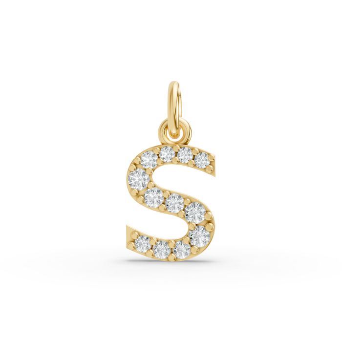 Round Shape Diamond Alphabet Collection in Gold