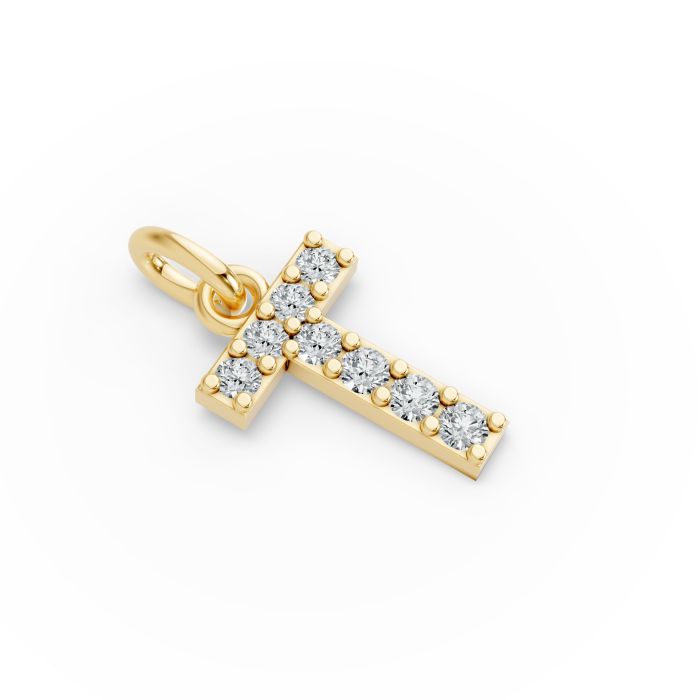 Round Shape Diamond Alphabet Collection in Gold
