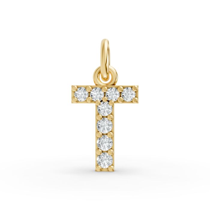 Round Shape Diamond Alphabet Collection in Gold