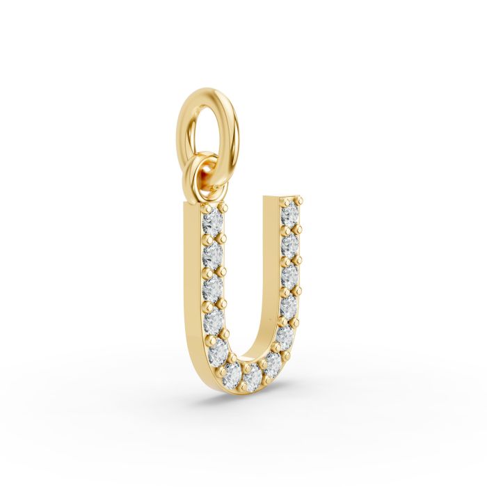 Round Shape Diamond Alphabet Collection in Gold