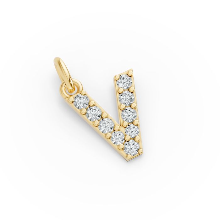 Round Shape Diamond Alphabet Collection in Gold