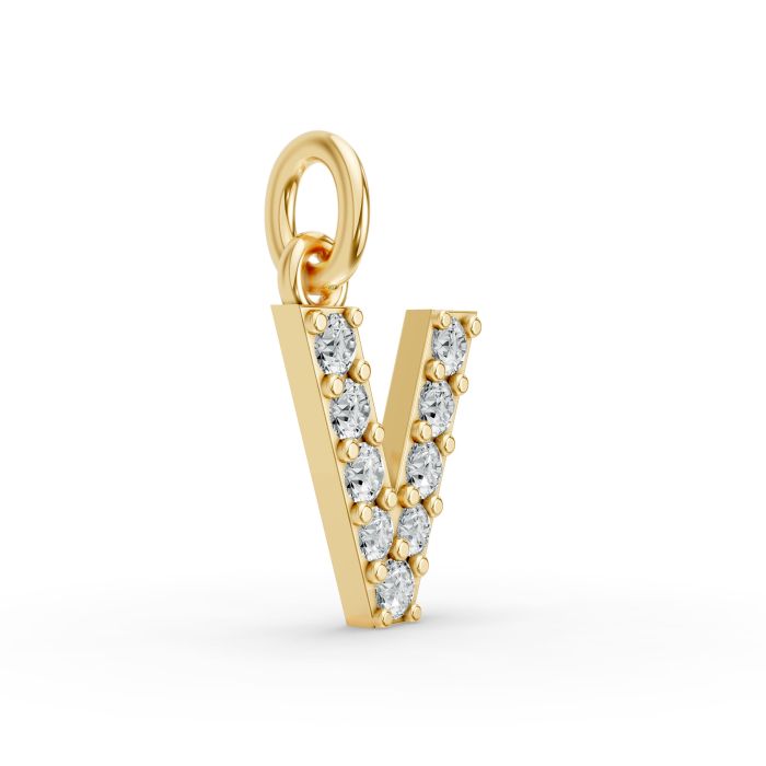 Round Shape Diamond Alphabet Collection in Gold