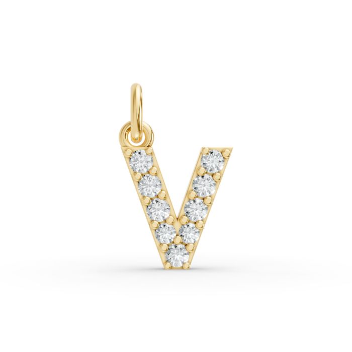 Round Shape Diamond Alphabet Collection in Gold