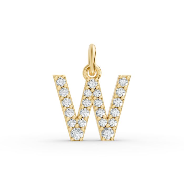 Round Shape Diamond Alphabet Collection in Gold