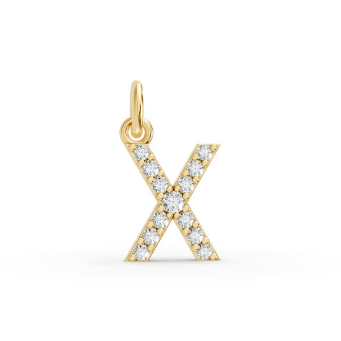 Round Shape Diamond Alphabet Collection in Gold