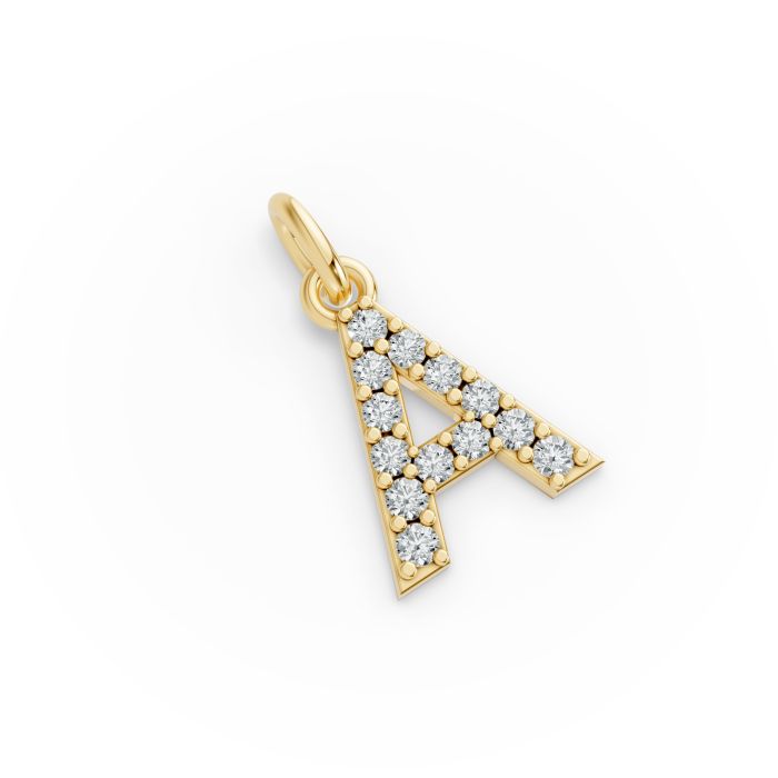 Round Shape Diamond Alphabet Collection in Gold