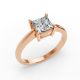 0.50CT Princess Shape Lab Grown F Diamond in 925 Rose Gold Plated Ring for Women