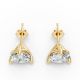 2CTW Round Shape Lab Grown Diamond 3-prong Push-Back Studs in Rhodium / Gold Plated 925 Rose Gold Plated
