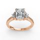 Emerald Shape Diamond Bridal Ring in Gold