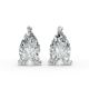 2CTW Pear Shape Lab Grown Diamond 3-prong Push-Back Studs in Rhodium / Gold Plated 925 Rose Gold Plated