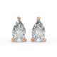 2CTW Pear Shape Lab Grown Diamond 3-prong Push-Back Studs in Rhodium / Gold Plated 925 Rose Gold Plated