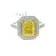 Platinum Lab Grown Diamond Ring Yellow Radiant 1.30CT RD 49D- 0.19CTW 50D  -1.49CTW 4.99GR