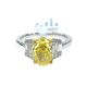 Platinum Lab Grown Diamond Ring Yellow OV 1.38CT Mixed 16D- 0.30CTW 19D  -1.68CTW 4.76GR
