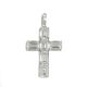14KW LAB GROWN DIAMOND EMERALD CROSS PENDANT 6EM-5.09CT 5RD-0.07CTW 14KW-1.03GR