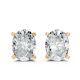 Oval Shape Lab Grown Diamond 4-prong Push-Back Studs in 925 Silver