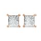 Princess Shape Lab Grown Diamond Push-Back Studs in 925 Silver