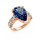 Pear Shape 14K White Gold Gems Statement Ring
