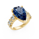 Pear Shape 14K White Gold Gems Statement Ring