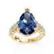 Pear Shape 14K White Gold Gems Statement Ring