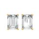 0.10CTW Emerald Shape Lab Grown Diamond 4-prong Push-Back Studs in Rhodium / Gold Plated 925 Sterling Silver